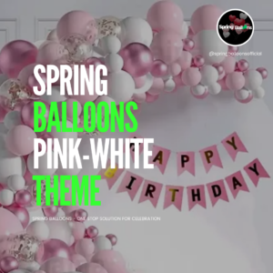 Pink-white birthday decoration kit