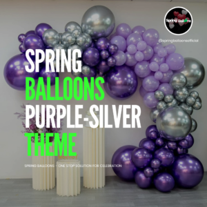 Purple silver birthday decoration kit